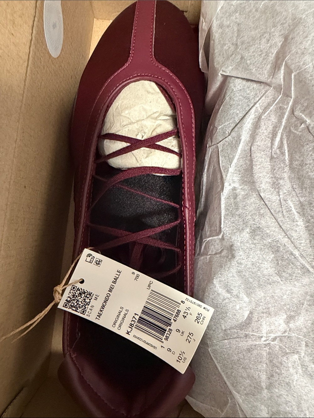 adidas Burgundy Satin Lace-Up Taekwondo Mei Ballet Flats - Picture 10 of 13